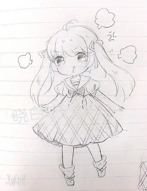 少女简笔画q版加颜色