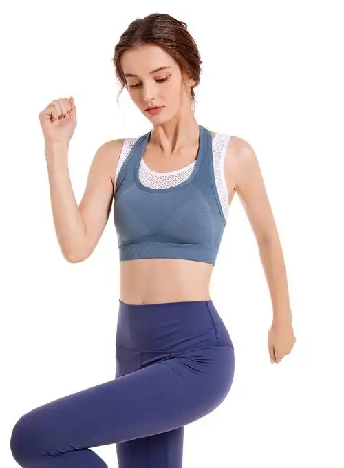 防震运动文胸奶乳罩围女假两件跑步内衣聚拢瑜伽美背心健身服bar