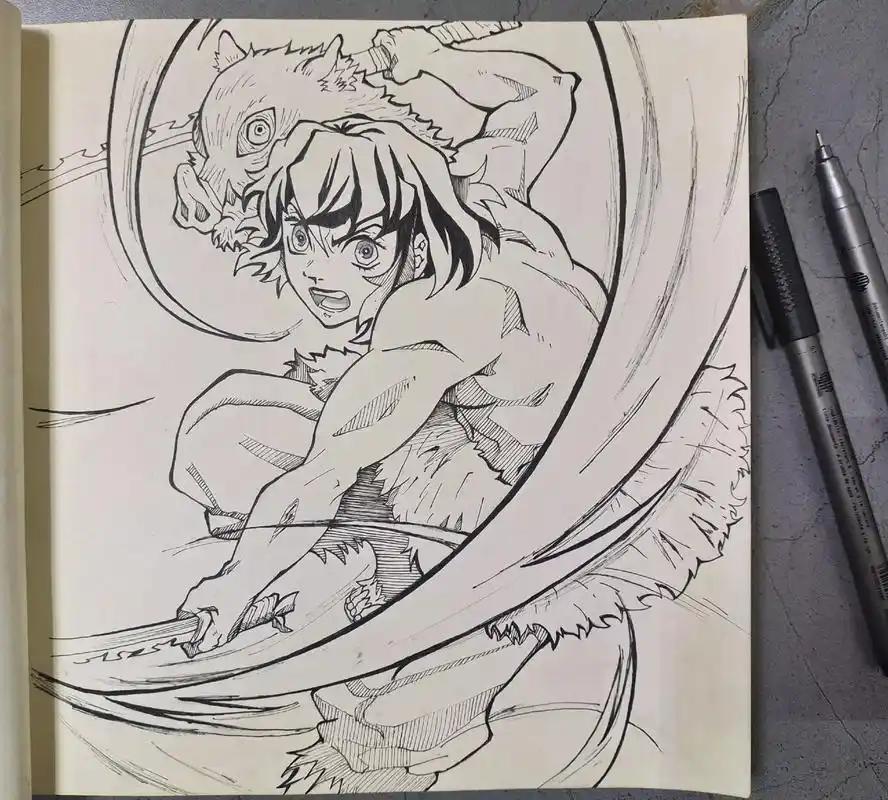 谁能拒绝一只可爱的猪猪呢#鬼灭之刃 #嘴平伊之助 #手绘  - 抖音