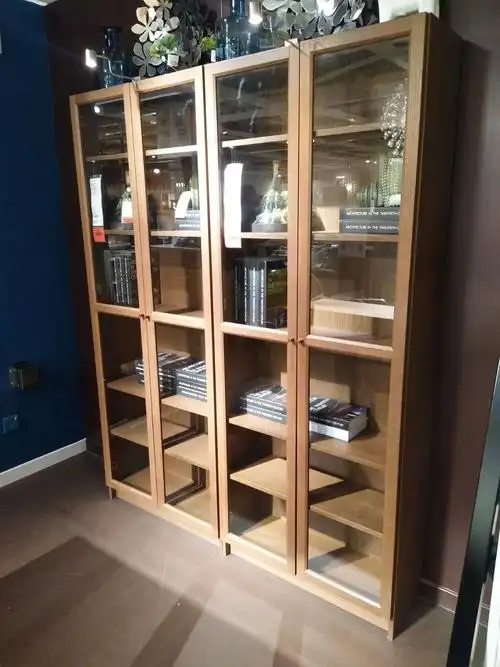 宜家国内代购毕利奥克带门书架书柜储物收纳书架