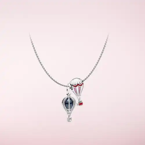 pandora潘多拉梦幻气球zt102717 项链吊坠项链套装礼物 红蓝拼款