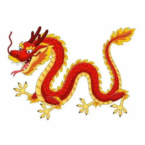红色和金色组成的卡通中国龙神龙png图片免抠矢量素材