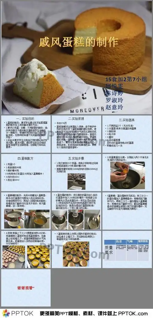 包括了实验目的,实验原理,实验器具,蛋糕配方,实验步骤等内容,欢迎