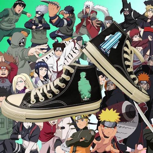 火影忍者联名鞋aj鸣人佐助鞋子男运动鞋学生卡通动漫高帮帆布鞋