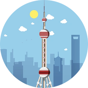 城市地标建筑上海东方明珠png元素手绘上海东方明珠地标建筑城市标志