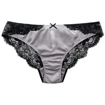 韵扉桑蚕丝性感内裤女低腰舒适蕾丝短裤半透明三角裤头香芋色l