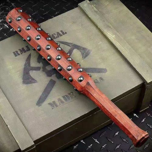 侠义狼牙棍 防身棍八面钢珠手工老酸枝车载露营求生击打按摩红木