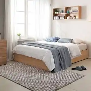 北欧日式全实木榻榻米双人床图片