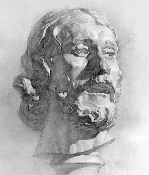 中国青年石膏头像结构素描 - 可爱卡通头像!