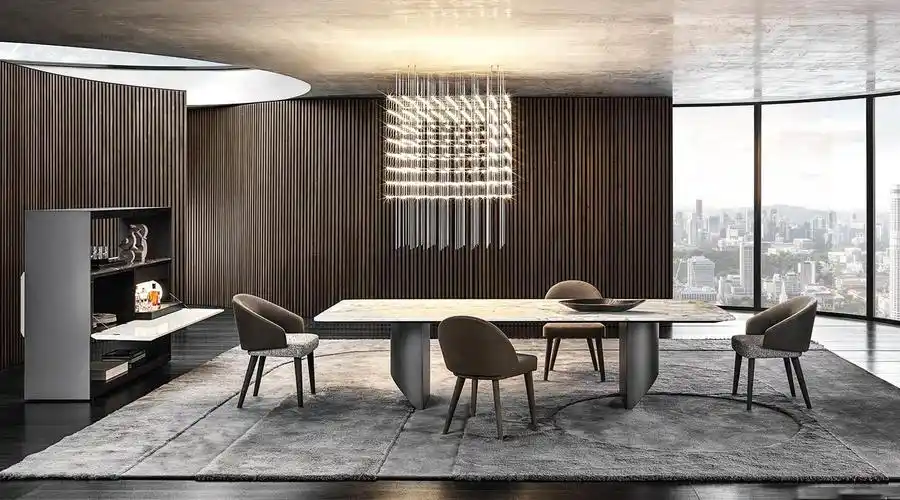 意大利minotti品牌 现代大理石餐桌椅