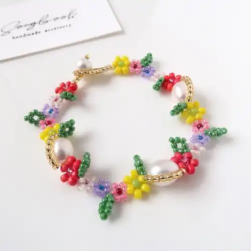 hawaii夏威夷花环串珠小花手链