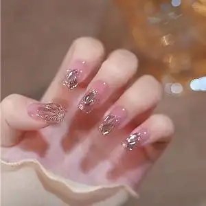 穿戴甲美甲贴片腮红高级爆闪亮片假指甲夏季网红甜酷椭圆形高级感