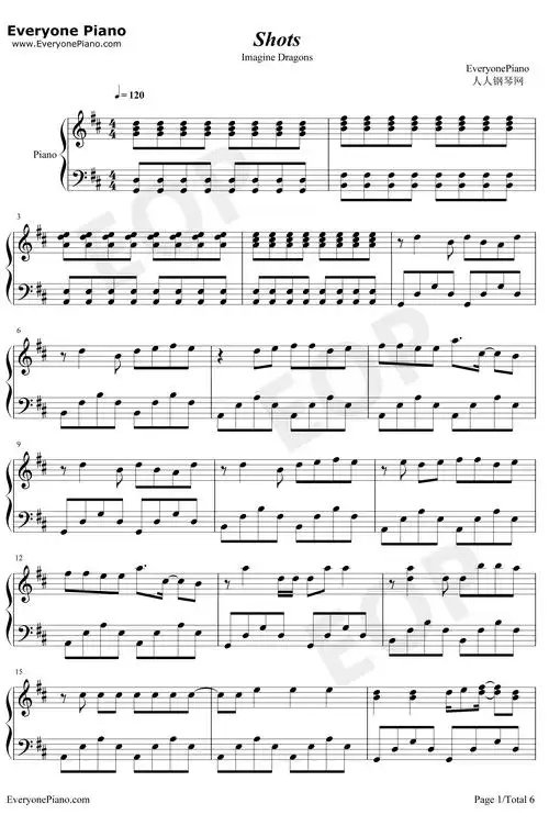 shots钢琴谱imaginedragonsimaginedragons