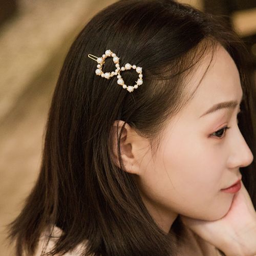 韩国in泫雅珍珠发卡碎发刘海夹子头饰创意几何五角星爱心圆形发夹