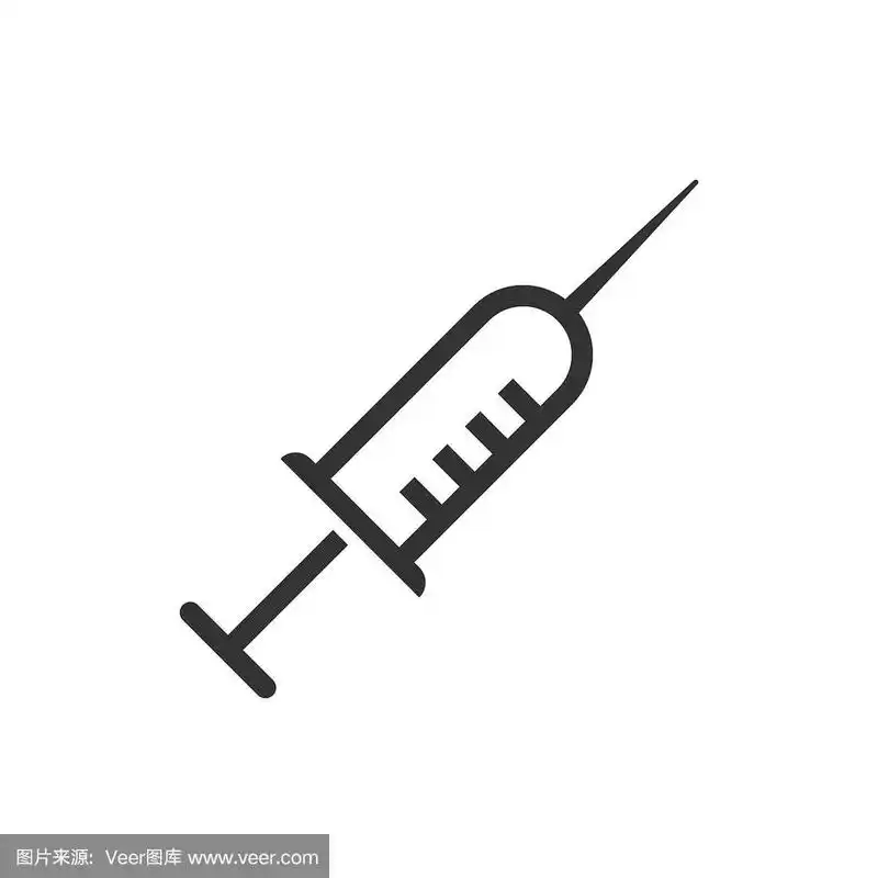 注射器图标在平面风格.在白色孤立背景上注入针矢量图.
