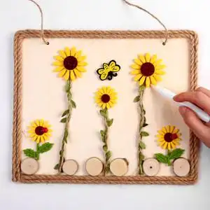 幼儿园木艺画框diy原木画自然原木片树枝画手工制作材料包挂饰