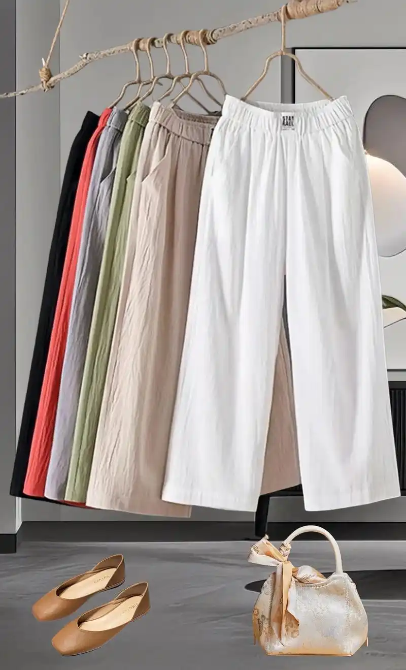 女夏季舒适棉麻阔腿裤