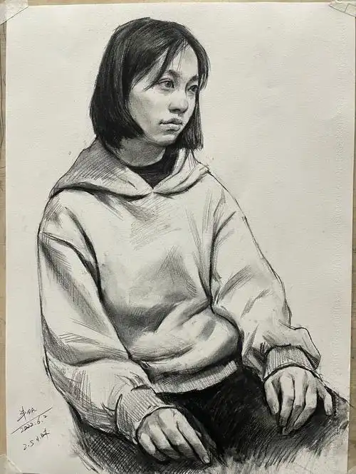 半身像素描照片写生