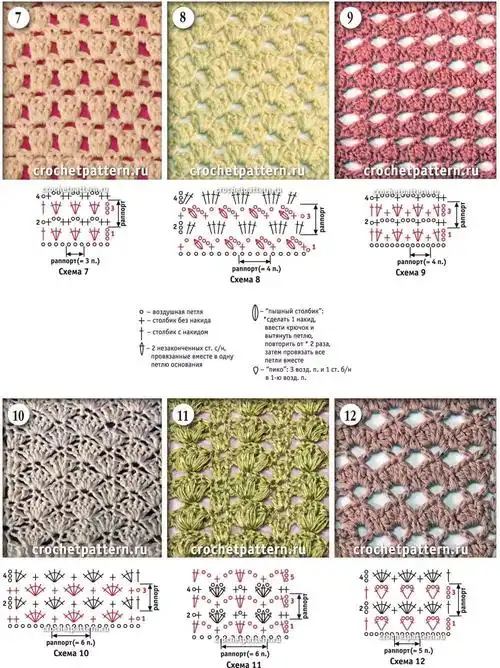 又一些钩针花样图解,衣服,毯子,围巾,披肩都能用上.