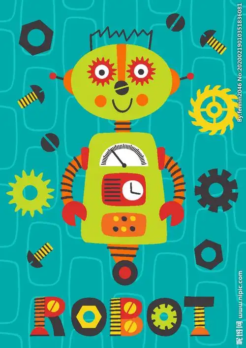 创意卡通机器人插画图案设计图__其他_动漫动画_设计图库_昵图网nipic