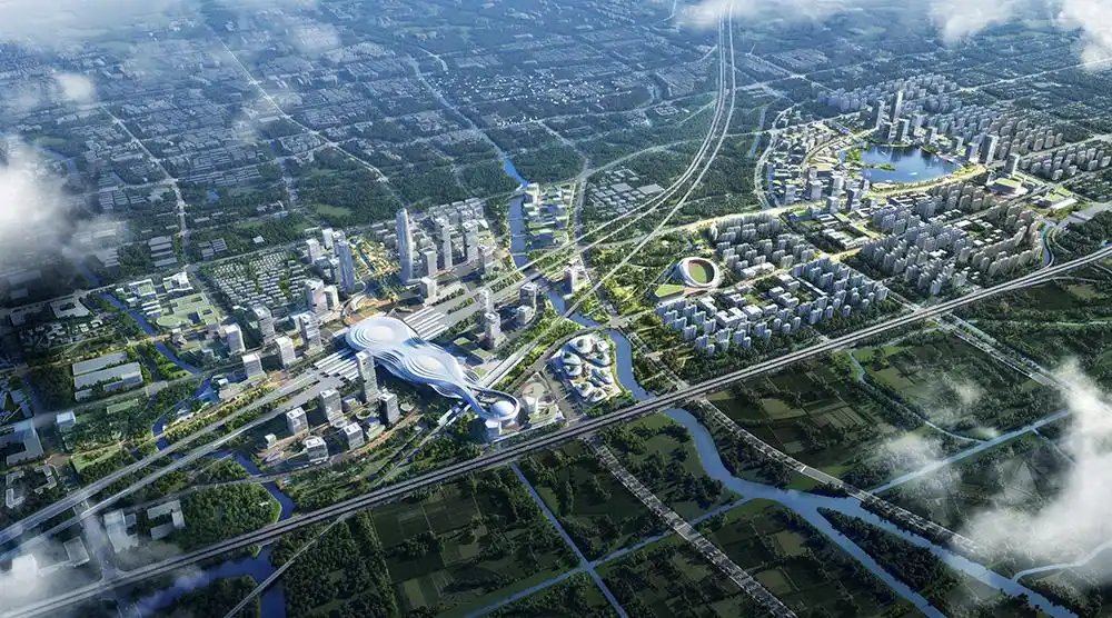 松江南站综合交通枢纽效果图.