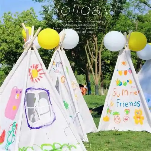 儿童帐篷diy手工画画三角帐篷幼儿园户外活动游戏屋绘画涂鸦小帐篷11