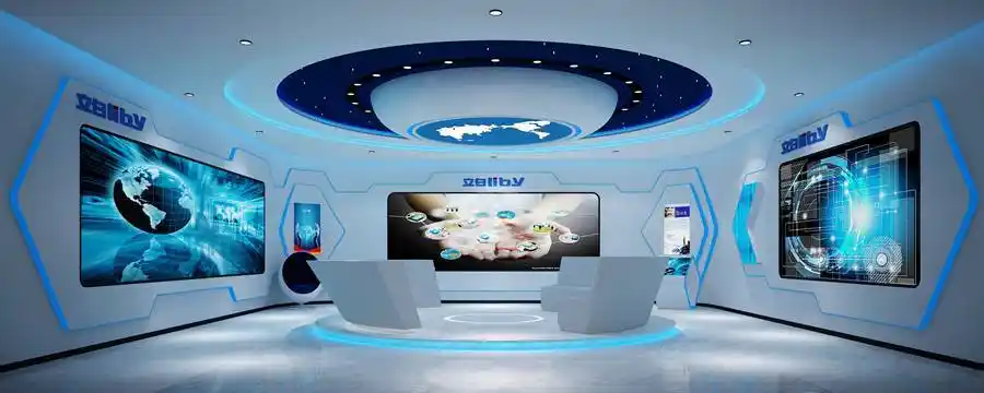 吊顶的宇宙星空寓意科技感vr体验区最大的设计特点是▲实验室过道体现