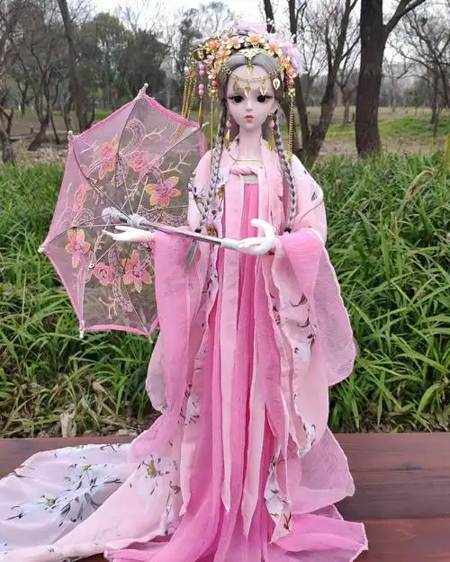 执爱芭比娃娃大号汉服 古装风汉服手工60厘米洋芭比娃娃公主大号全套