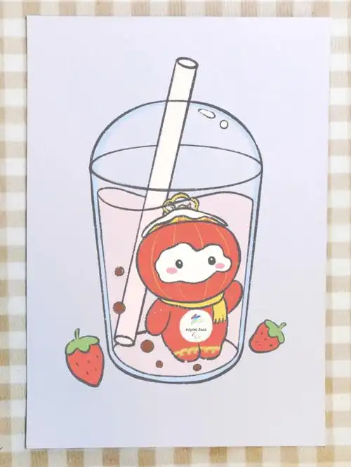 可爱简笔画32100奶茶雪容融