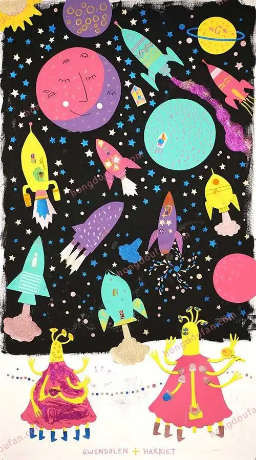 小学生宇宙太空简笔画(太空为主题的儿童画)关于宇宙的简笔画图片大全