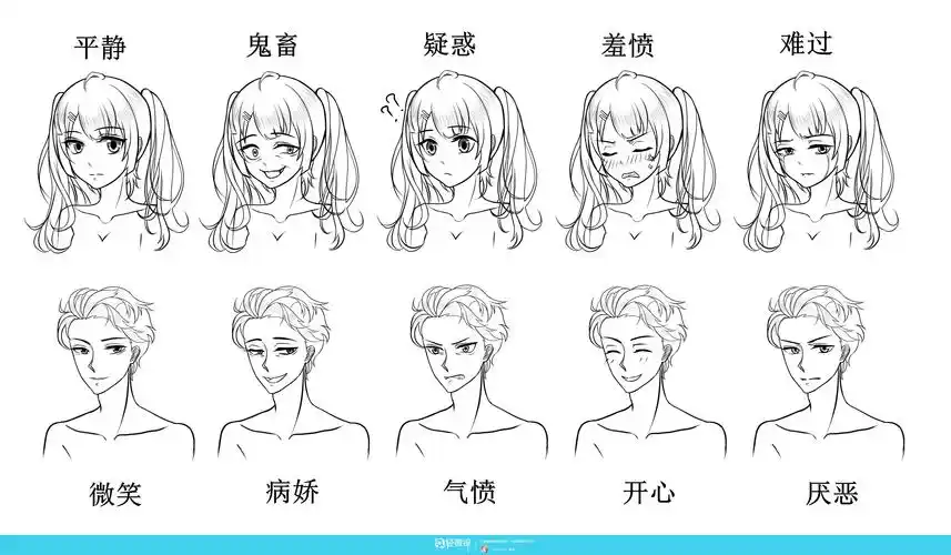 是清rh16237人物基础表情练习动漫人物各种表情的学习