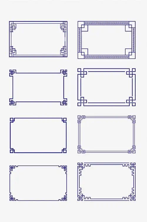 矢量线条花边中式画框