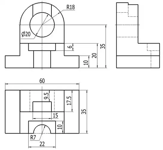 读泵盖零件图根据其尺寸完成三维建模并求泵盖的体积
