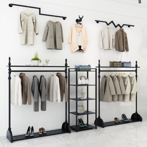 服装店挂衣衣架展示架组合套装落地式女装单杠卧室服装展示架