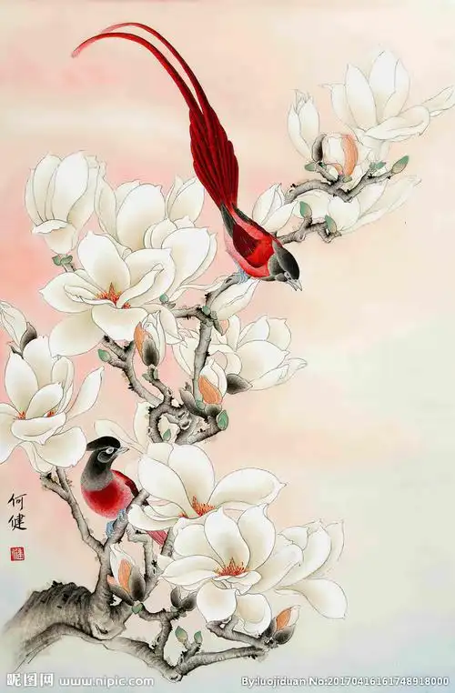 工笔花鸟设计图__绘画书法_文化艺术_设计图库_昵图网nipic.com