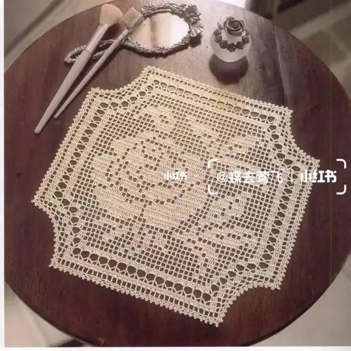 【图解】钩针编织 蕾丝餐巾桌布花片图案