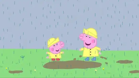 小猪佩奇 佩奇和乔治太喜欢跳泥坑了,即使下雨也要跳泥坑-母婴亲子