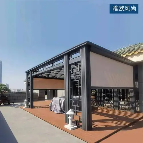 防风电动卷帘户外遮光窗帘室外庭院开放式阳台电动窗帘