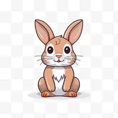 可爱的兔子坐着卡通向量图标插图