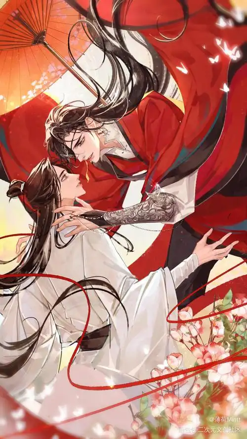 神明接住了他的信徒_天官赐福花怜绘画作品