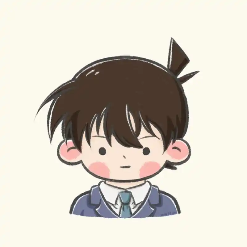 【名侦探柯南|q版情侣头像|新一&小兰】 插播一组情头,新兰