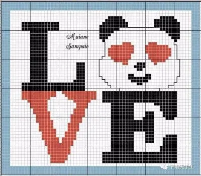 十字绣图纸可爱的小熊猫