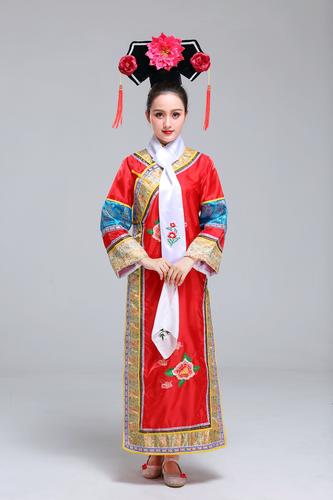 古装清朝格格贵妃宫女连体旗袍满族演出服甄嬛反串太监妃子表演服
