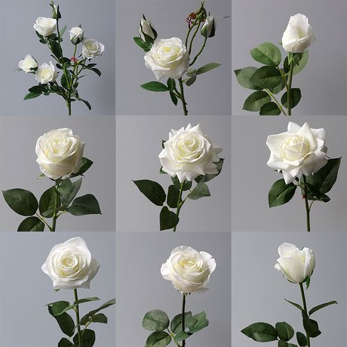 手感保湿白玫瑰 家居客厅餐桌摆放绢花假花摄影结婚庆手捧插花卉