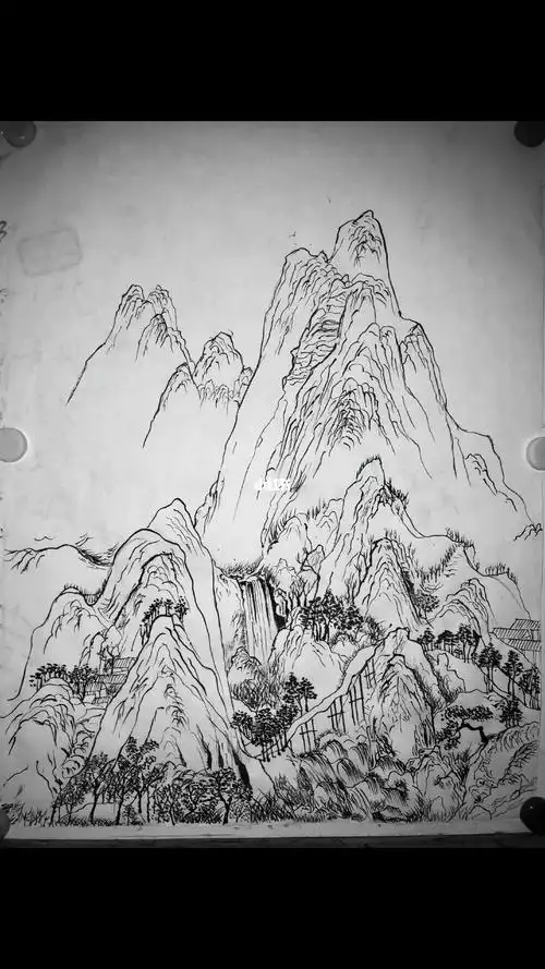 细节太多一直不敢下手千里江山图局部线稿