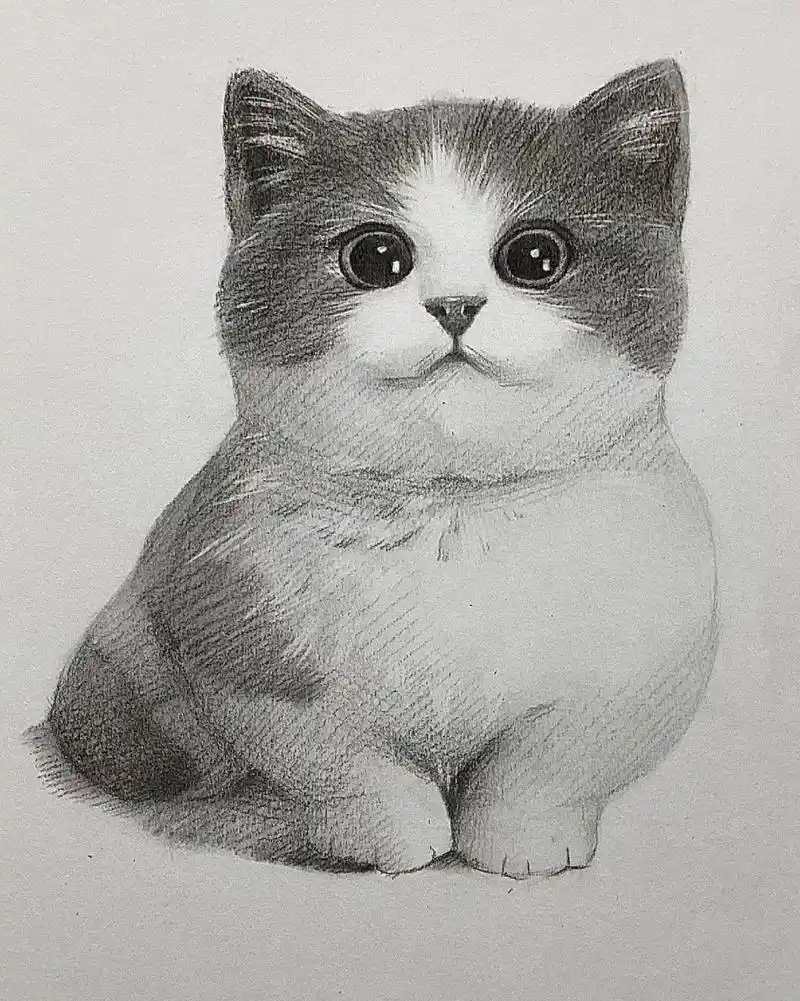 超可爱小猫咪画法  这里用到的工具有:马利素描炭笔,樱花橡皮,纸巾