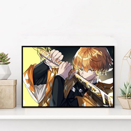 鬼灭之刃diy数字油画我妻善逸手工简单填充油彩画生日礼物装饰画