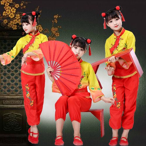 百家姓舞蹈服赵钱孙李道具凳子扇子演出服中国风新款儿童表演服装