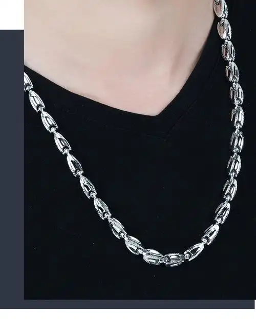 若妃pt950铂金项链时尚经典男士白金项链pt999骑士链锁骨链个性粗款男