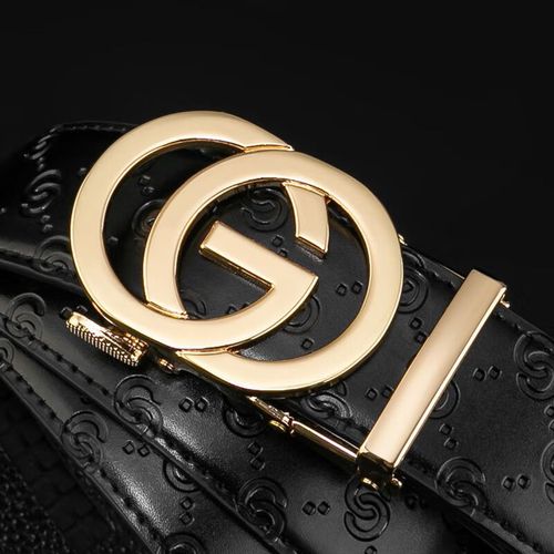 酷奇袋鼠(kuqidaishu)新款男士皮带真双面皮自动扣双g字母款青年轻人